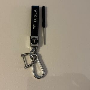 Tesla Key Fob Keychain in Black Leather NWT